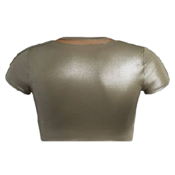 Adidas Ivy Park  | Metallic Olive Green Swim Top with Cut Out & Open Mes… - Picture 4 of 14